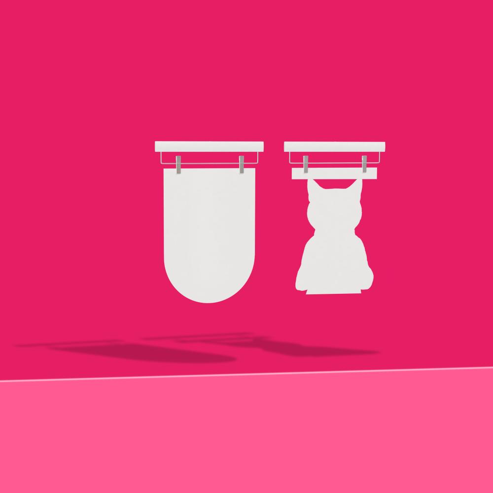 Weisses Freiform-Hängekarton für Tram und Bus