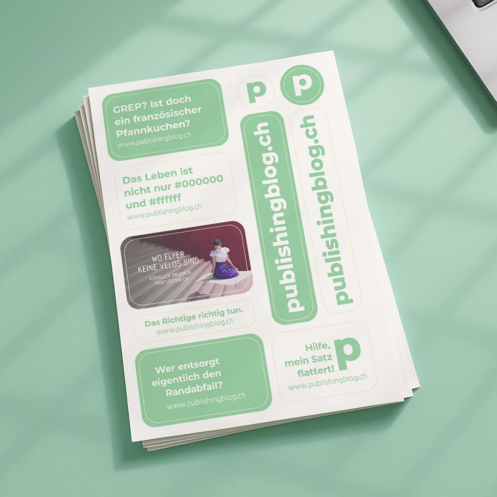 Stickerbogen drucken mit mehreren Sticker und Formen